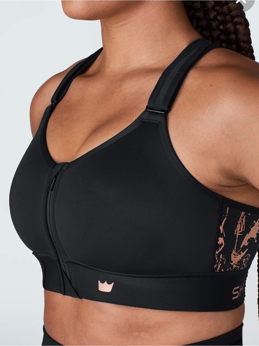 Shefit Flex™ Sports Bra Black with Rose Gold Accents Workout Gym Size 4Luxe